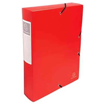 Image of Exacompta Ref 59885E Uni PP Elasticated Filing Box 250 x 330mm in Size, Suitable for Holding A4 Documents, 60mm Spine, Opaque Polypropylene, Spine Label Red