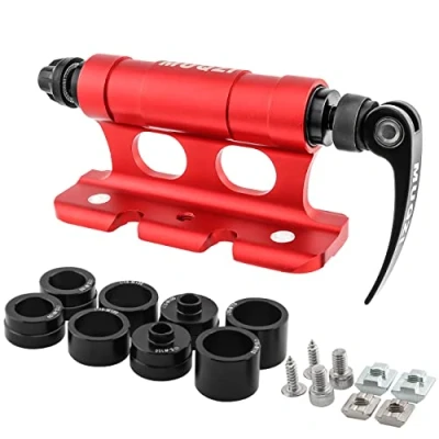 Image of MUQZI Bicycle Quick Release Fork Mount Block Thru Axle Holder Front Car Roof Rack Support Bike Stand with Adapters, Red