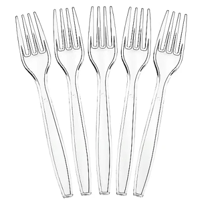 Image of Generic CRF01 Clear Reusable Forks Heavy Duty Fork (Pack of 50) Tableware and Dinnerware, Transparent