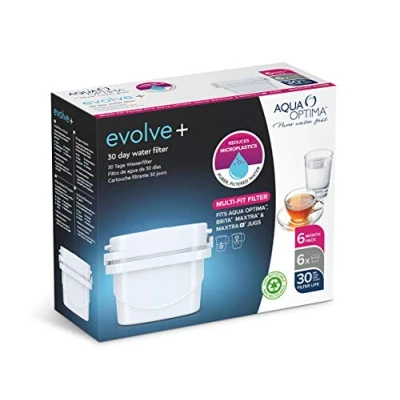 Image of Aqua Optima EPS612 Evolve plus 30 Day Water Filter Cartridge, 6 Pack (6 Months Supply), Old Version