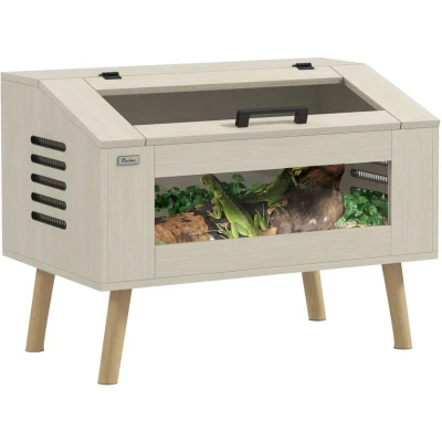 Image of PawHut 111L Reptile Vivarium Terrarium with Tempered Glass Windows, Openable Top for Snake Lizards, Horned Frogs, Chameleons, Hamsters, Gerbils, 80 x 50 60cm
