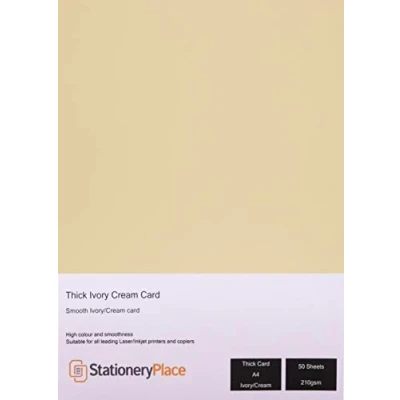 Image of Stationery Place Thick Ivory Cream Card 210GSM A4 X 50 Sheets