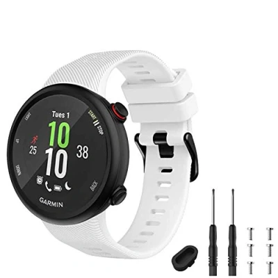 Image of GVFM Strap Compatible with Garmin Forerunner 45, Sport Silicone Wristband Arm Band Replacement Bracelet for 45 and Swim 2 (White)