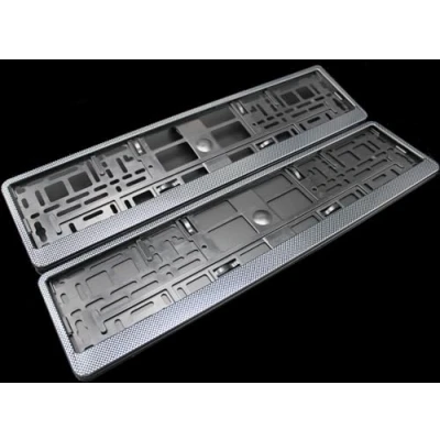 Image of Pair Of Number Plate Holders Carbon, Chrome CAR, TRUCK, VAN, TRAILER (Carbon Effect)
