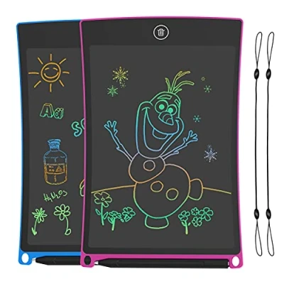 Image of HOMESTEC 2 Pack Kids Doodle Boards, 8.5 Inch Colorful LCD Writing Tablets, Toys for Boys and Girls 3 4 5 6 Years Old as Christmas Birthday Gifts (Pink &amp; Blue) (HT 0802 2PCS)