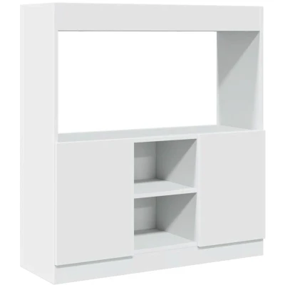 Image of vidaXL Highboard Sideboard Storage Cabinet Cupboard White Engineered Wood, Living Room/Bedroom/Office 92x33x100 cm