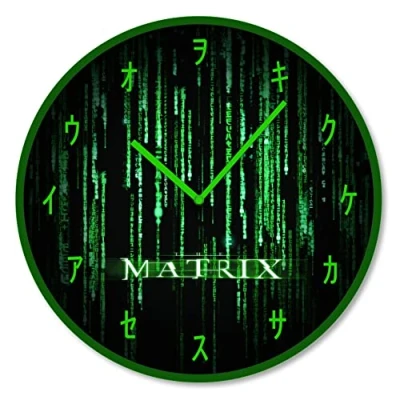 Image of The Matrix Wall Clock (Matrix Code) 25cm Diameter Official Merchandise