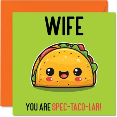 Image of Birthday Cards for Wife Spec Taco lar Funny Happy Card from Husband, Wifey Gifts, 145mm x Joke Greeting Women Her