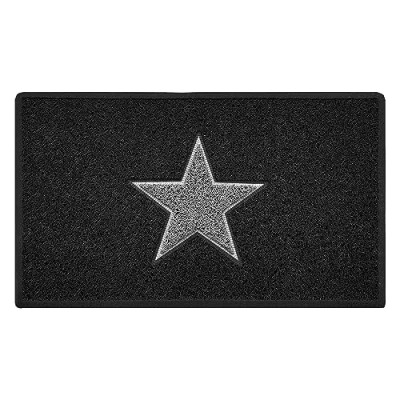 Image of Nicoman STAR Door Mat｜Entrance Barrier Dirt Trapper Floor Mat｜Patio Garden Conservatory Doormat｜Indoor Outdoor Matt (75x44cm,Black with Grey Star)