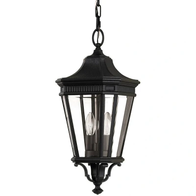 Image of Cotswold Lane 2 Light Medium Outdoor Ceiling Chain Lantern Black, E14