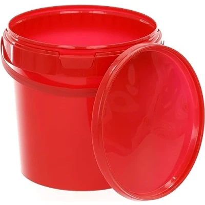 Image of BenBow bucket with lid 0,22 gal (1l) red 20x 1 liters food safe, stable, airtight, leak proof, odourless plastic storage container, handle empty