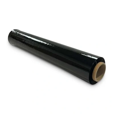 Image of JeeJaan® 1 Roll Black Pallet Wrap 400mm x 250m 20mu Tear Resistant Stretch Film Water &amp; Moisture Proof Shrink Multi Use Strong