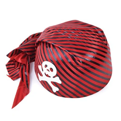 Image of Bristol Novelty BH440 Pirate Skull Hat Costume 1 Piece Red and Black One Size Ages 14 years, unisex adult