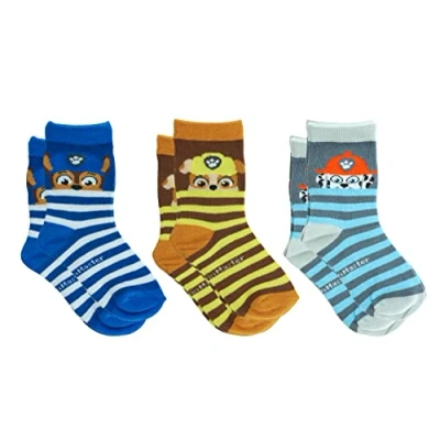 Image of HOVUK 3x Pairs Kids Socks (UK 3 5.5/EU 19 22), Paw Patrol Boys Soft Stretchy Casual Wear Slippers Socks, Cute Summer Accessories for Baby Toddler Aged 6 18 Months