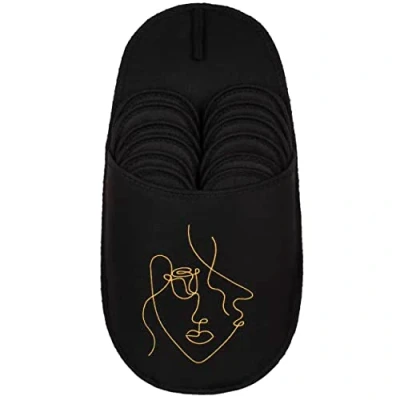 Image of ONVAYA® ABS Guest Slippers Abstract face Set of 6 Non Slip Sole Felt Size 36 45,