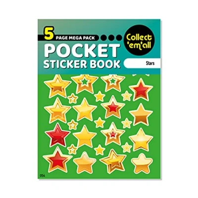 Image of Pocket Sticker Book (5 Pages) 64 MEGA Packs to Collect Coloured Stickers for Kids Stars