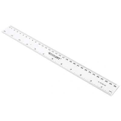 Image of Westcott 12 Inch 300 mm Plastic Ruler Clear