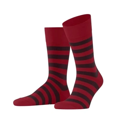 Image of Mens 1 Pair Falke Sensitive London Mapped Line Cotton Socks Scarlet 5.5 8