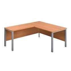 Image of 1800X800 Goal Post Left Hand Return Desk Beech Silver