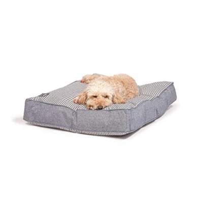 Image of Danish Design Nautical Maritime Removable Cover Blue/Cream Denim Look Stripe Box Dog/Puppy Duvet Bed Large