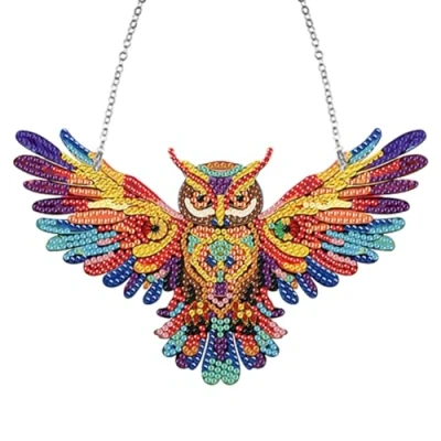 Image of Fiorky Acrylic Single Side Diamond Painting Hanging Pendant Spread Eagle Rhinestone Art Window Pendants Colorful DIY Dots Handmade for Home Wall Decor