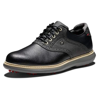 Image of FootJoy FJ Traditions Men&#039;s Golf Shoes, Size UK 9.5 Medium, Black