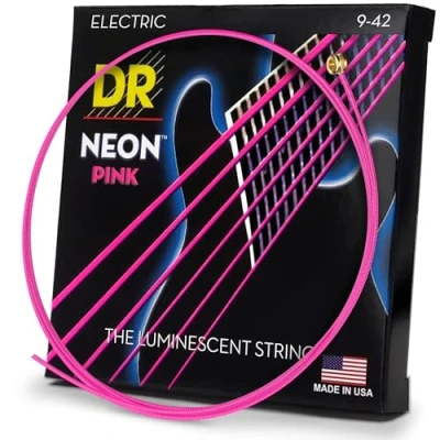 Image of DR Strings NPE 9 Hi Def Neon Pink Electric Lite D