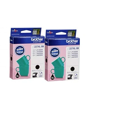 Image of Brother LC 227XLBK Inkjet Cartridge, Black, Twin Pack, High Yield, Includes 2 x Cartridges, Genuine Supplies