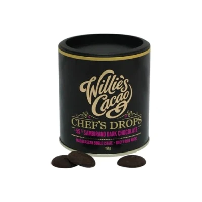 Image of Willie&#039;s Cacao Couverture chocolate Chef&#039;s Drops Sambirano 55% Dark 150g Juicy, fruity notes For cooking &amp; baking Vegan
