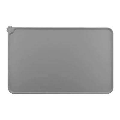 Image of Jagowa Cat Dog Feeding Mat Pet Bowl Dish Placemat Trays Silicone Waterproof Non Slip Food Pad (Grey)