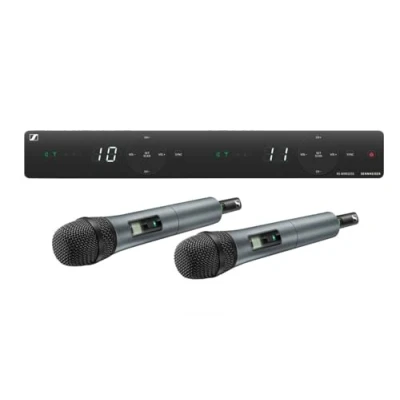 Image of Sennheiser XSW 1 825 DUAL E 2 Channel Wireless Microphone System for Singers &amp; Presenters Evolution Mic Capsules, Integrated Antennas up to 10 Compatible Channels (508267)