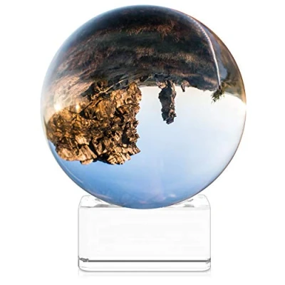 Image of Navaris Crystal Clear Glass Ball 60mm Transparent K9 Globe for Meditation Divination Photo Sphere Prop Art Decor, Photography w/Stand