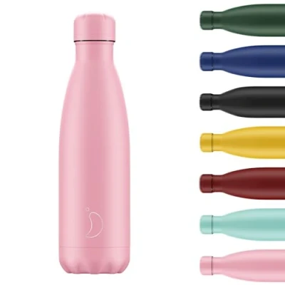 Image of Chilly&#039;s Water Bottle Stainless Steel and Reusable Leak Proof, Sweat Free Pastel All Pink, 260ml