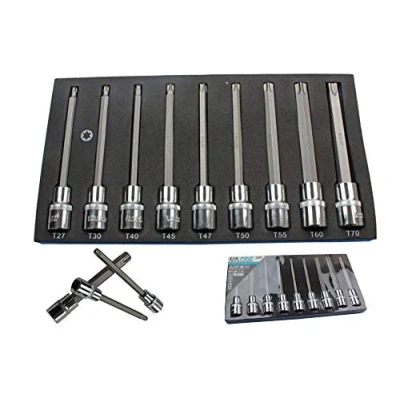 Image of US Pro Bergen 9pc 1/2 DR 140mm Torx Star Bit Sockets
