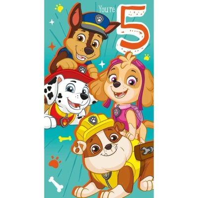 Image of Danilo Promotions LTD Paw Patrol Official Age 5 Birthday Card, You&#039;re 5, Multiple Colours, PA059