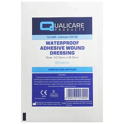 Image of Qualicare Clear Transparent Washproof Waterproof Adhesive Wound Dressings 10cm x 8cm (40 Pack)