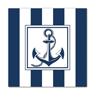Image of Ambiente Blue Anchor Design Napkin 20/pack, 33 x cm, Bleached Paper