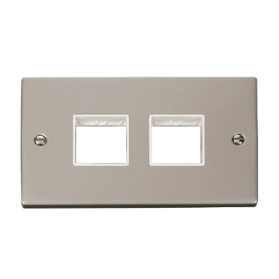 Image of Click Deco 2 Gang Plate x Aperture Unfurnished Pearl Nickel White Inserts