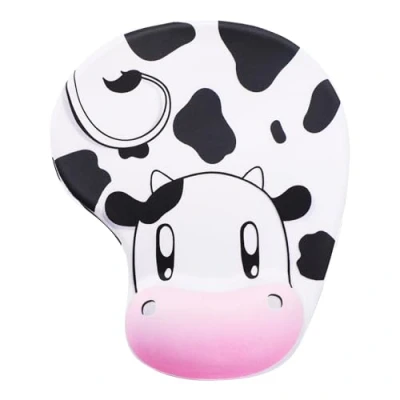 Image of sourcing map Ergonomic Mouse Mats, Cow Style Pads Comfortable Mat Wrist Support, Non Slip Rubber Base for Easy Typing, Durable Washable Computer Pad, 9.1 x 7.5 in