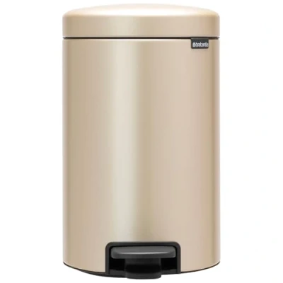 Image of Brabantia NewIcon Pedal Bin 12L (Metallic Gold) Soft Closure Rubbish Waste Bin, Removable Inner Bucket + Free Bags