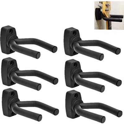 Image of CAIHONG Guitar Wall Mount 6 Pack, Hangers Hook Bracket Holder Stand Display with Screws Easy To Install Fits All Size Guitars, Bass, Mandolin, Banjo, Ukulele