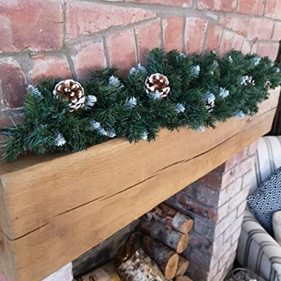 Image of 90cm Snow King Fir Christmas Swag Garland with Pine Cones &amp; Tips