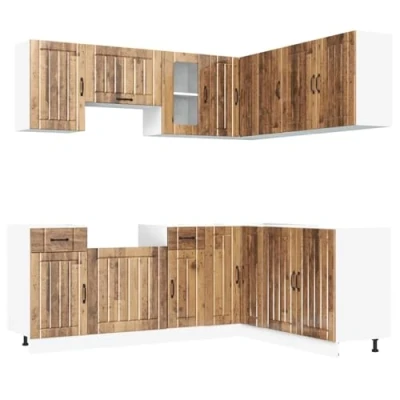 Image of vidaXL 11 Piece Kitchen Cabinet Set Lucca Old Wood Engineered