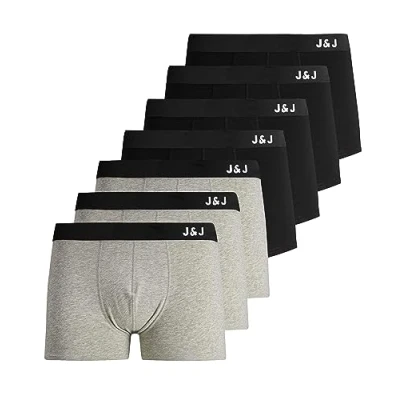 Image of JACK &amp; JONES Male Boxer Shorts Pack of 7, 7 (4 x black, 3 light grey melange), XS