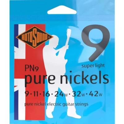 Image of Rotosound PN9 Pure Nickel Super Light Gauge Electric Guitar Strings (9 11 16 24 32 42), White Black Red Blue