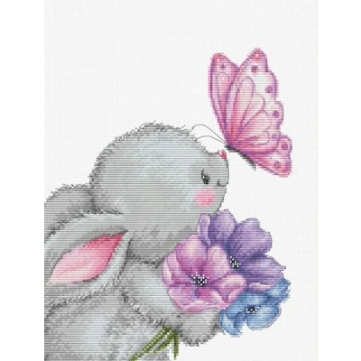 Image of Luca S Cross Stitch Kit, Rabbit and Butterfly, Embroidery B1235