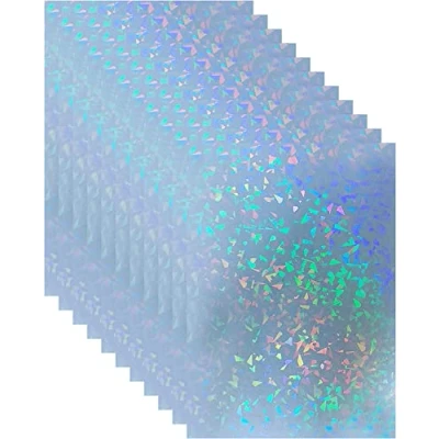 Image of Bleidruck 20 Sheets 8.25x11.7 Inches Broken Glass Holographic Premium Cold Laminated Film Glitter Overlay Laminating Self Adhesive