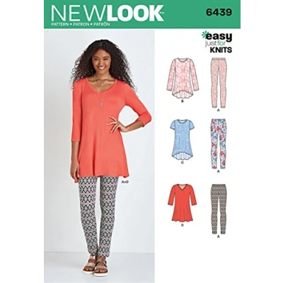 Image of New Look Pattern 6439A Misses&#039; Knit Tunics with Leggings, Paper, 22x15x1 cm, Nicht Zutreffend