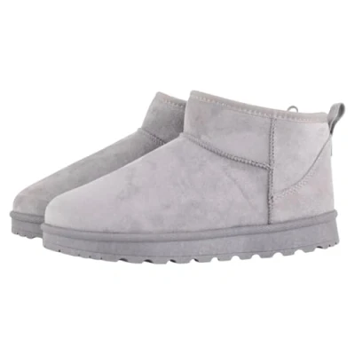 Image of CORE COLLECTION WOMENS WARM WINTER BOOTS FAUX FUR LINED MINI ANKLE SHOES (Grey, UK Footwear Size System, Adult, Women, Numeric, Medium, 6)