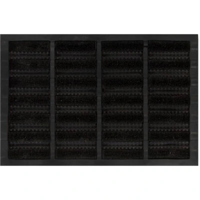 Image of vidaXL Door Mat 40x60 cm Rubber and Coir Modern Rectangular for Indoor/Outdoor Use, Black, Flexible &amp; Wear Resistant